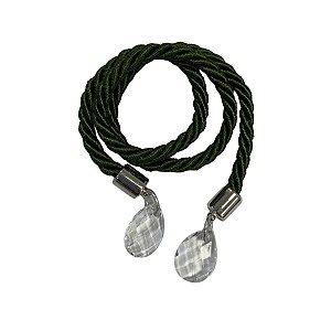 Cordão Decorativo Com Pingente Gota - Verde Militar Com Prata - 33,5cm - 1 unidade - Rizzo