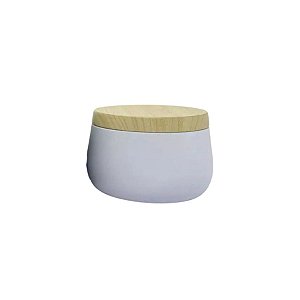 Lata de Metal com Tampa Estampa Madeira - Branco - 240ml - 7,5x5,5cm - 1 unidade - Rizzo