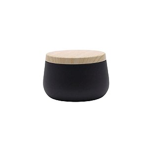 Lata de Metal com Tampa Estampa Madeira - Preto - 240ml - 7,5x5,5cm - 1 unidade - Rizzo