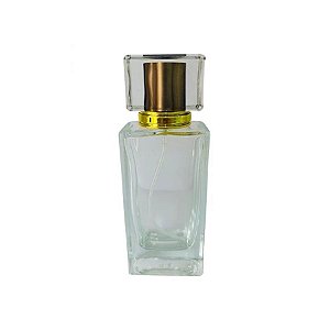 Frasco para Perfumaria de Vidro Retangular - Spray Dourado com Tampa Marrom - 50 ml - 1 unidade - Rizzo