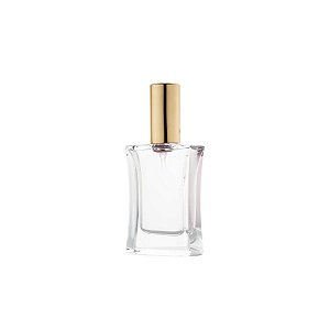 Frasco para Perfumaria de Vidro Retangular para Perfume - Spray e Tampa Dourado - 20ml - 1 unidade - Rizzo