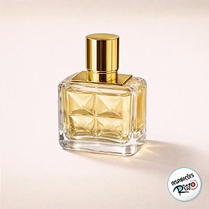 Frasco para Perfumaria de Vidro Quadrado com Tampa Dourada e Válvula Spray - 30ml - 1 unidade - Rizzo