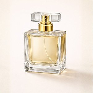 Frasco para Perfumaria de Vidro Retangular - Spray Dourado com Tampa Transparente - 30ml - 1 unidade - Rizzo