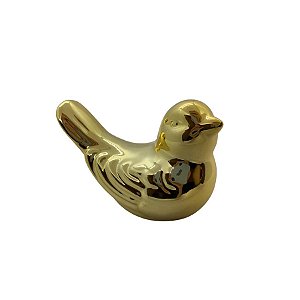 Passarinho Decorativo de Cerâmica - Dourado - 7cm - 1 unidade - Rizzo