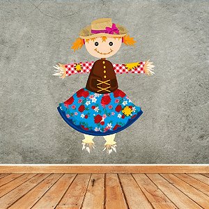 Boneco Articulado Decorativo De Festa Junina - Espantalha Florido Azul - 66x88cm - 1 unidades - Regina - Rizzo