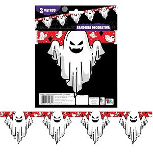 Bandeira Decorativa De Halloween - Fantasma - 3 Metros - 1 unidade - Rizzo