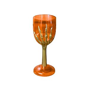 Taça Para Festa - Laranja Com Mão Dourada - Halloween - 1 unidade - Rizzo