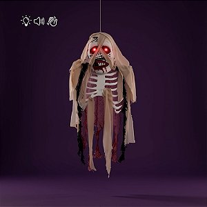Enfeite Decorativo de Halloween com Luz, Som e Movimento - Esqueleto Bill - 90cm - 1 unidade - Cromus - Rizzo