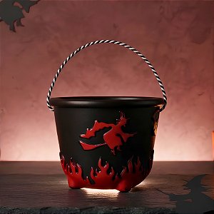 Baldinho de Halloween com Alça - Bruxa - Vermelho - 14,5x19cm - 1 unidade - Rizzo
