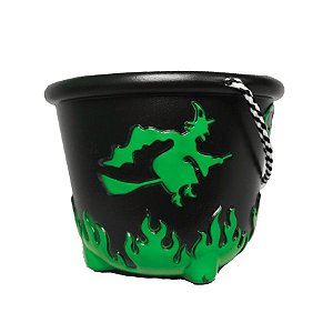 Baldinho de Halloween com Alça - Bruxa - Verde - 14,5x19cm - 1 unidade - Rizzo