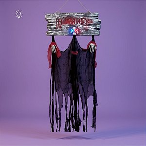 Enfeite Decorativo de Halloween Com Led - Placa Waiting - 49x1,20cm - 1 unidade - Rizzo