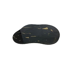 Bandeja Mesa Orgânica Com Pé - Mármore Preto - 16x22cm - 1 unidade - Rizzo