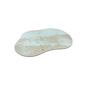 Bandeja Mesa Orgânica Com Pé - Mármore Bege - 16x22cm - 1 unidade - Rizzo