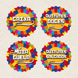 Placas Decorativas Sinalizadoras - Festa Junina - 27,5x27,5cm - 4 unidades - Regina - Rizzo
