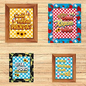 Quadro Decorativo Com Moldura - Festa Junina - 21x26x2cm - 4 unidades - Regina - Rizzo