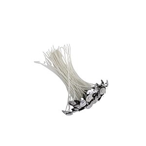 Pavio De Algodão Parafinado Com Ilhós Metálicos Para Vela - Modelo A2035 - 20cm - 2mm - 10 unidades - Rizzo
