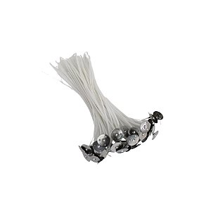 Pavio De Algodão Parafinado Com Ilhós Metálicos Para Vela - Modelo A2040 - 18cm - 2mm - 10 unidades - Rizzo