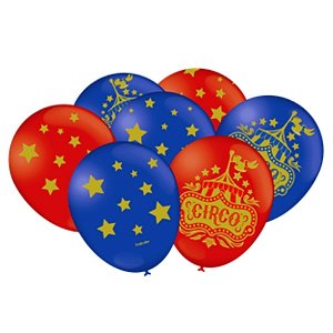 Balão de Festa Decorado - 9" 25cm - Circo - 25 unidades - Rizzo