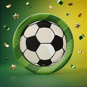 Prato de Papel Redondo - Futebol - 18,5x18,5cm - 8 unidades - Rizzo