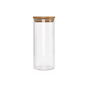 Pote De Vidro Hermético Com Tampa De Bambu - 7x20cm - 530ml - 1 unidade - Rizzo