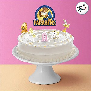 Decoração de Bolo - A Bela e a Fera - 6 unidades - Disney Original - Rizzo