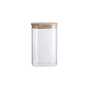 Pote De Vidro Hermético Com Tampa De Bambu - 10x20,5cm - 1,7L - 1 unidade - Rizzo