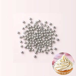 Mini Confeito - Pérolas Prata P - 40 gramas - 1 unidade - Abelha Confeiteira - Rizzo