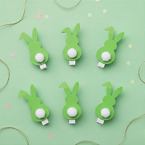 Mini Prendedor - Coelho Verde - 4,5cm - 6 unidades - Cromus - Rizzo