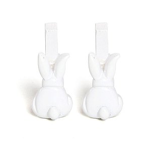 Mini Prendedor de Páscoa Coelhinho Branco de Costas - 06 unidades - Cromus Páscoa - Rizzo Embalagens