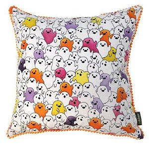 Almofada Decorativa de Halloween - Fantasmas com Mini Grelot - 43x43cm - 1 unidade - Rizzo