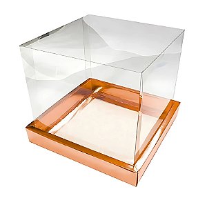 Caixa Panetone 500g - Cobre Texturizada - 15x15x15cm - 10 unidades - Assk - Rizzo