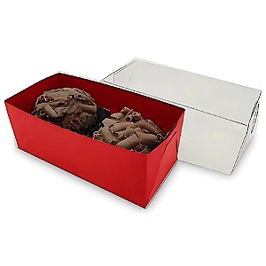 Caixa 2 Doces Retangular Tampa Transparente - Vermelho - 8x4x3cm - 20 unidades - CAC - Rizzo