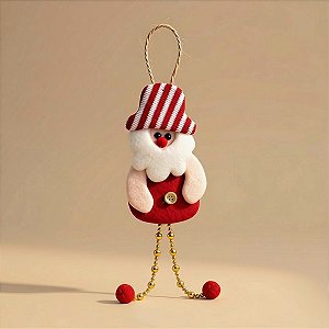 Enfeite Para Pendurar de Natal - Papai Noel Artesanal - Vermelho Branco - 20x8cm - 1 unidade - Rizzo