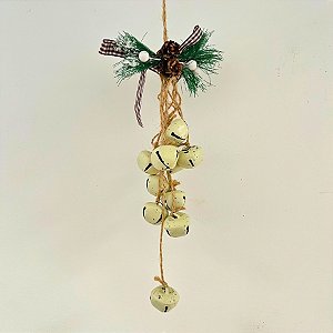 Enfeite Decorativo De Natal - Corda Com Sinos Brancos - 25cm - 1 unidade - Rizzo