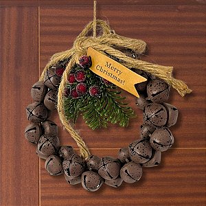 Guirlanda De Natal Com Sinos -  Marrom - 16cm - 1 unidade - Rizzo