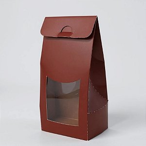 Sacola Para Lembrancinha P com Visor - Vinho - 7,5x19x6cm - 10 unidades - Assk - Rizzo