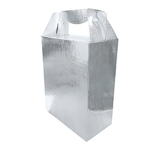 Caixa Sacolinha S2 (15,9cm x 17cm x 10,2cm) Prata Terturizada - 10 unidades - Assk - Rizzo