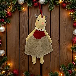 Enfeite Para Pendurar De Natal - Ratinha - Vestido Vermelho - 18cm - 1 unidade - Cromus - Rizzo