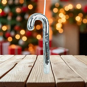 Enfeite Para Pendurar De Natal - Candy Cane Espelhado - 30cm - 1 unidade - Cromus - Rizzo