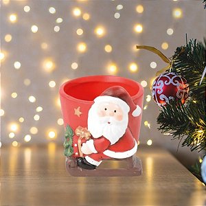 Vaso Decorativo De Natal - Papai Noel No Treno - 8x7cm - 1 unidade - Cromus - Rizzo