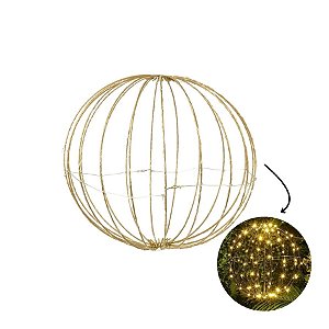 Bola De Natal Com 320 Leds Bivolt - Dourado Claro - 50x50cm  - 1 unidade - Cromus - Rizzo