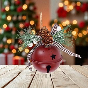 Enfeite De Pendurar De Natal - Guizo Com Pinhas - Marrom - 6cm - 1 unidade - Cromus - Rizzo