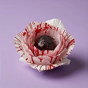 Forminha Para Doces Finos De Hallowen - Rosa Branca Com Sangue - 5x5cm - 30 unidades - Cromus - Rizzo