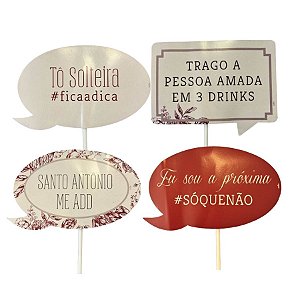 Plaquinha Para Fotos - Diversas - Casamento Escarlate - 8 unidades - Cromus - Rizzo