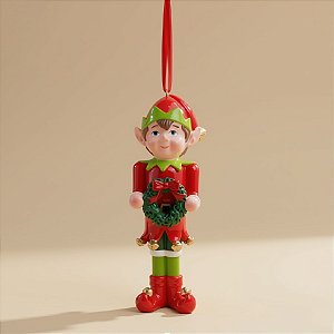 Enfeite Para Pendurar de Natal - Elfo Vermelho Verde - 4x13x3cm - 1 unidades - Cromus - Rizzo