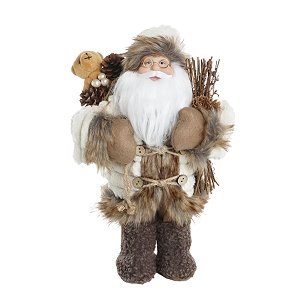 Enfeite Decorativo de Natal - Papai Noel com Ursinho Marrom - 30x16,5x9,5cm - 1 unidades - Cromus - Rizzo