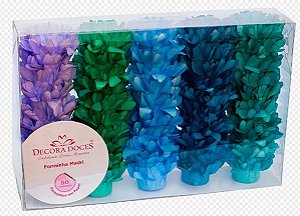 Forminha para Doces Finos - Madri Azuis Verde e Roxo - Noite de Verão - 50 unidades - Decora Doces - Rizzo Festas