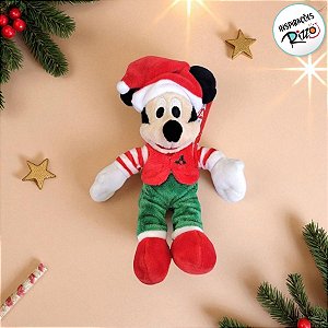 Pelúcia Mickey Mouse de Natal - Verde e Vermelho - 15cm - 1 unidade - Disney Original - Rizzo