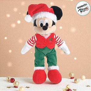 Pelúcia Mickey Mouse de Natal - Verde e Vermelho - 30cm - 1 unidade - Disney Original - Rizzo