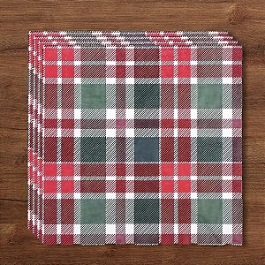 Guardanapo De Papel Natalino - Xadrez Verde e Vermelho - 32,5x32,5cm - 20 unidades - Cromus - Rizzo